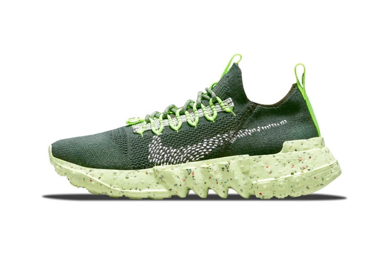 nike space hippie 01 carbon electric green sustainable recycled materials release information details buy cop purchase