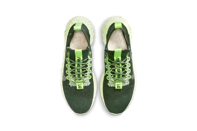 nike space hippie 01 carbon electric green sustainable recycled materials release information details buy cop purchase