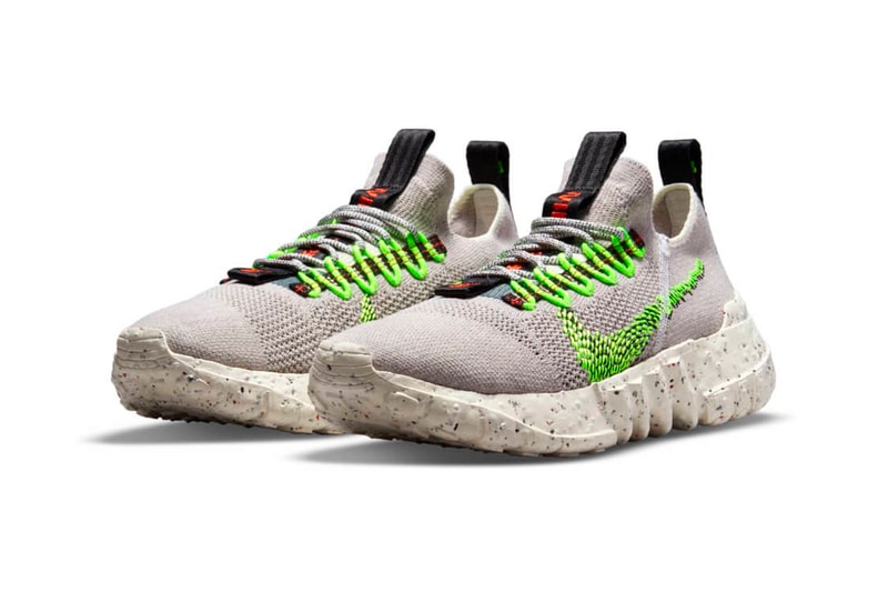 nike space hippie 01 carbon electric green sustainable recycled materials release information details buy cop purchase