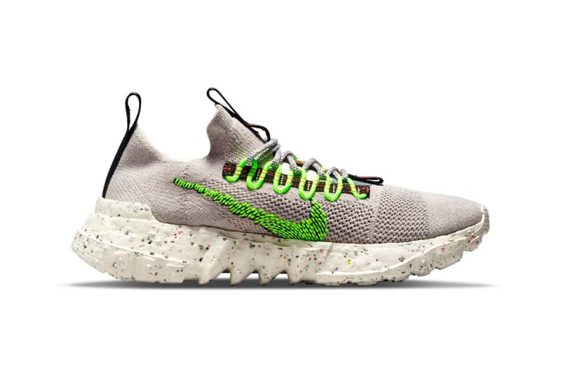 nike space hippie 01 carbon electric green sustainable recycled materials release information details buy cop purchase