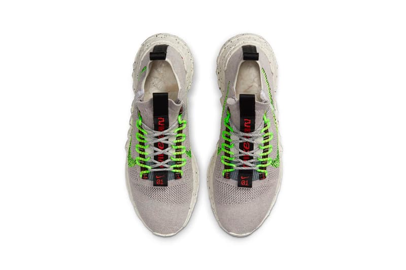 nike space hippie 01 carbon electric green sustainable recycled materials release information details buy cop purchase