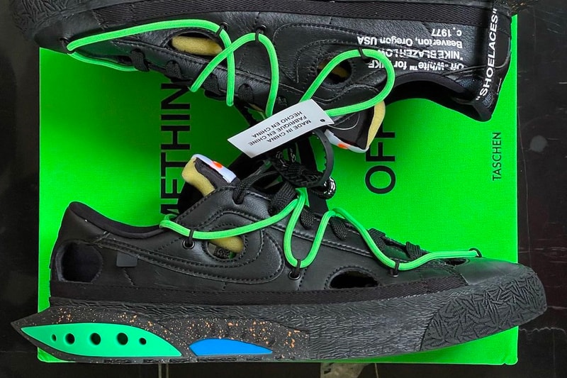 Off-White™ Nike Blazer Low Detailed Look Release Info Black-Green Virgil Abloh Date Buy Price 