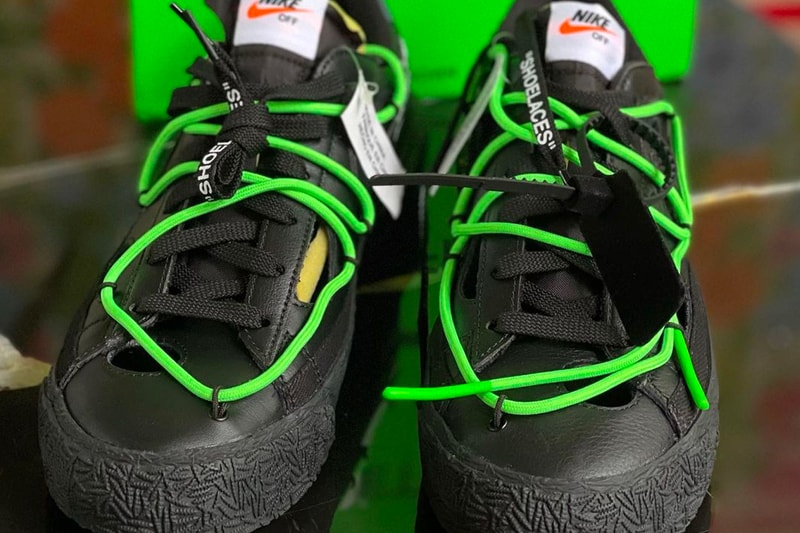 Off-White™ Nike Blazer Low Detailed Look Release Info Black-Green Virgil Abloh Date Buy Price 
