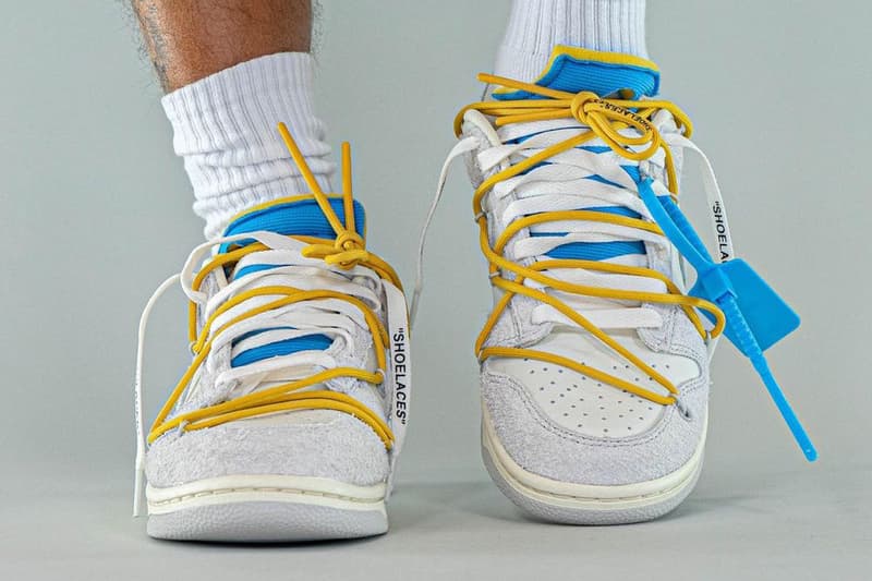 off white nike dunk low the 50 pair 34 virgil abloh white gray blue yellow sail neutral light ginger DJ0950 102 official release date info photos price store list buying guide