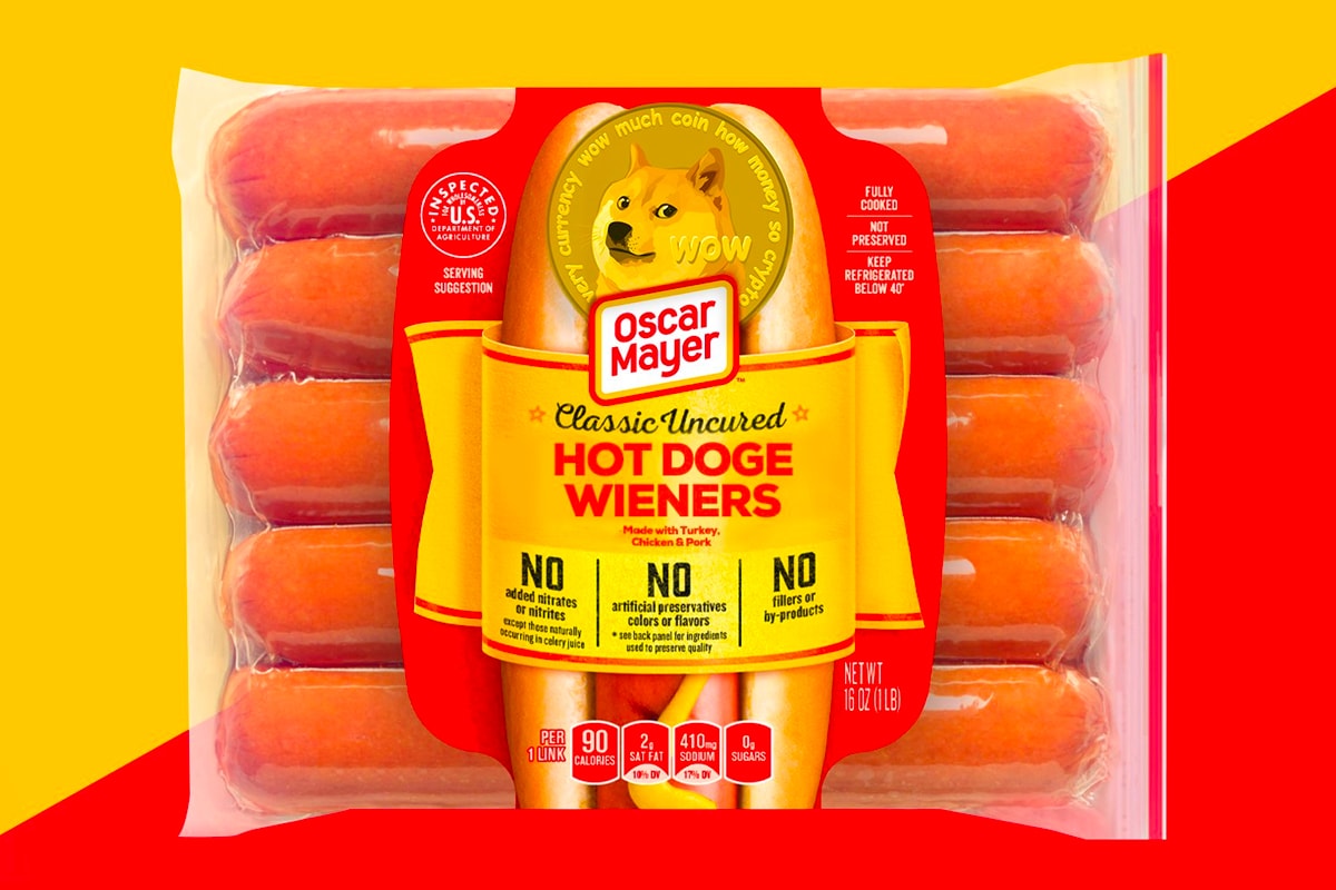 Oscar Mayer eBay Hot DOGE Wieners release Dogecoin Cryptocurrency Food Snacks Marketing promotions HODL 