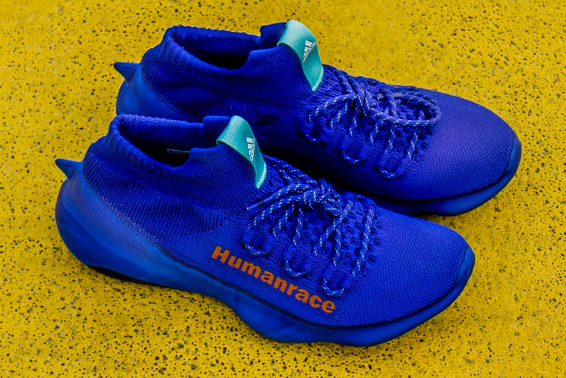 Pharrell Williams adidas Humanrace Sichona Blue First Look In Hand Exclusive HYPEBEAST Samples Rare Lil Uzi Vert Release Information Drop Date Three Stripes