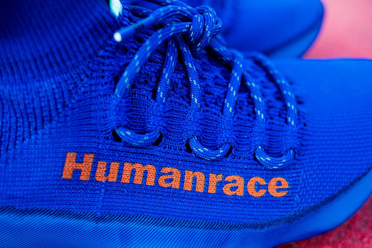 Pharrell Williams adidas Humanrace Sichona Blue First Look In Hand Exclusive HYPEBEAST Samples Rare Lil Uzi Vert Release Information Drop Date Three Stripes