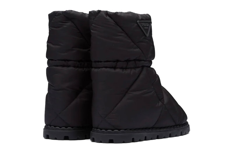 These Nylon Prada Boots Are Like Puffers For Your Feet Fall Winter 2021 Raf Simons Miuccia Prada Re-Nylon Padded Quilted Y2K