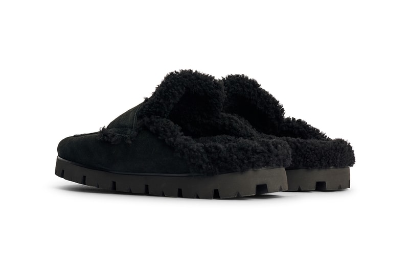 Prada Shearing Slippers Fall Winter 2021 "Possible Feelings" Collection Raf Simons Miuccia Prada Tres Bien Footwear Mules Slides Fluffy Indoor Suede