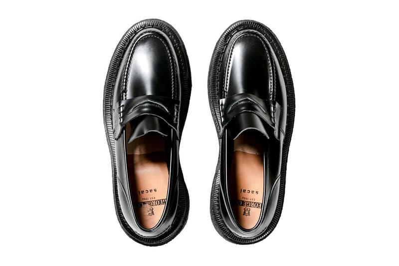 Sacai George Cox Collaboration shoes royal road footwear gibson loafer black beige JPY price release aoyama tokyo online info 