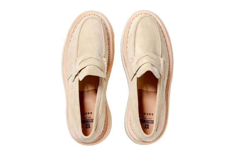 Sacai George Cox Collaboration shoes royal road footwear gibson loafer black beige JPY price release aoyama tokyo online info 