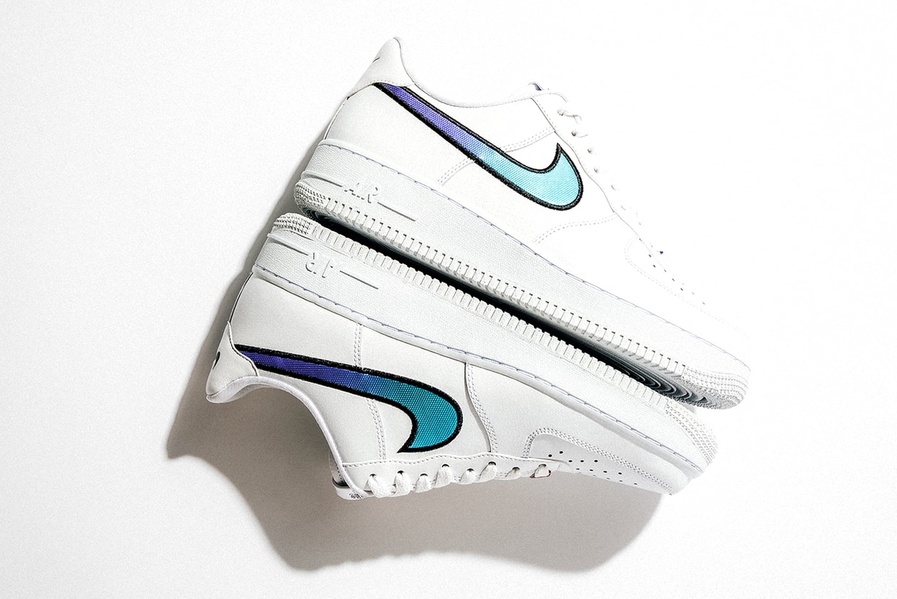 snipes nike air force 1 af1 sneakers footwear fashion exclusive limited edition lenticular iridescent collaboration white grey digital 