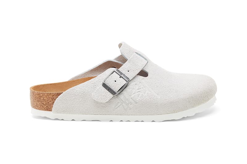 stussy birkenstock boston bone white suede caramel brown dusty pink release details clog mule buy cop purchase fall winter 2021