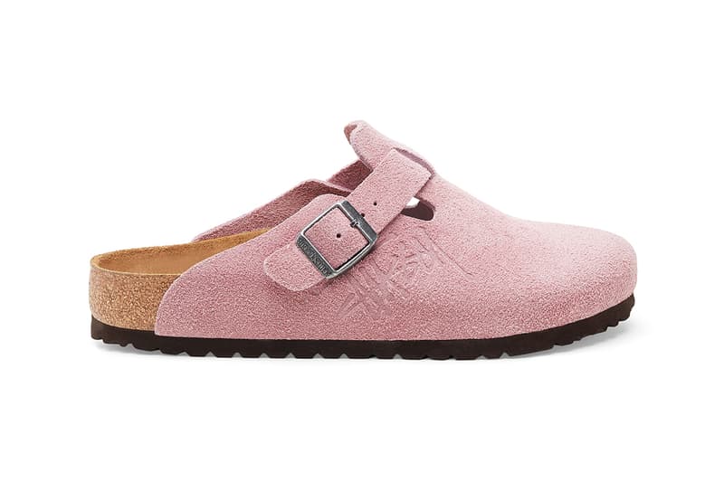 stussy birkenstock boston bone white suede caramel brown dusty pink release details clog mule buy cop purchase fall winter 2021