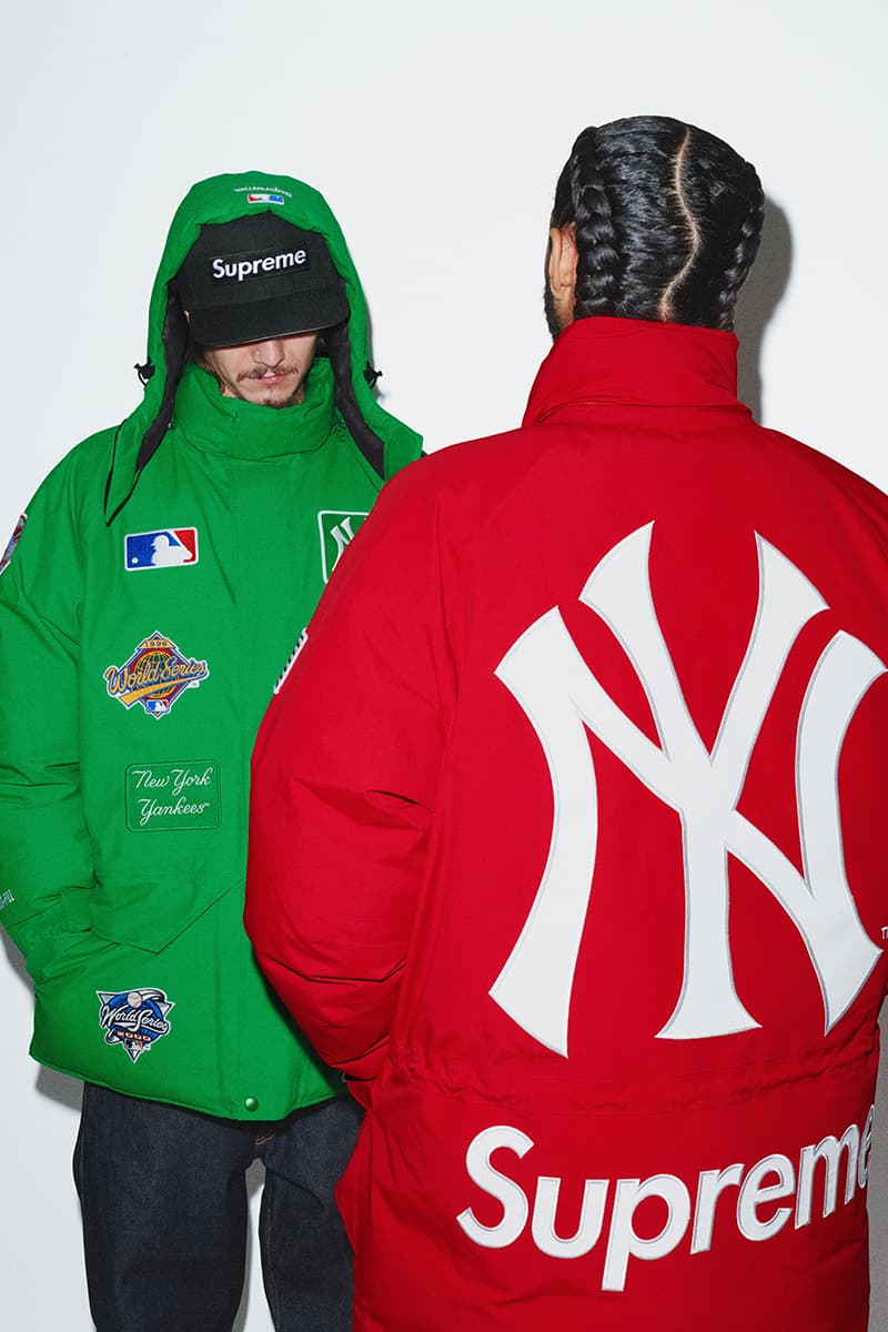 Supreme Fall/Winter 2021 Lookbook New York Yankees GORE TEX Tadanori Yokoo STASH Lady Pink Christopher Wool Nas DMX John Coltrane Skittles Mitchell & Ness Jackets Sweatshirts Shirts Tops Tees T Pants Beanies Hats Bags Accessories Release Date Buy Price 