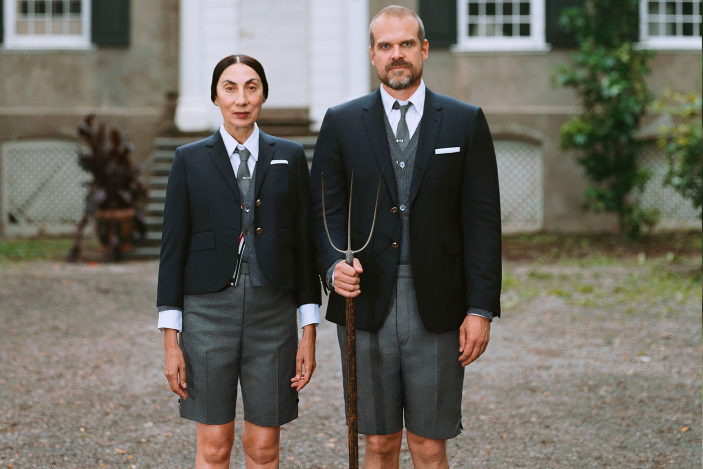 Thom Browne Reveals its Fall 2021 Wardrobe David Harbour Anh Duong  teviotdale home upstate new york Tina Barney classic tailoring pleated skirts 