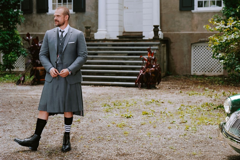 Thom Browne Reveals its Fall 2021 Wardrobe David Harbour Anh Duong  teviotdale home upstate new york Tina Barney classic tailoring pleated skirts 