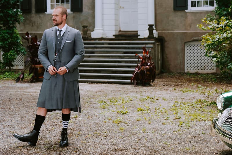Thom Browne Reveals its Fall 2021 Wardrobe David Harbour Anh Duong  teviotdale home upstate new york Tina Barney classic tailoring pleated skirts