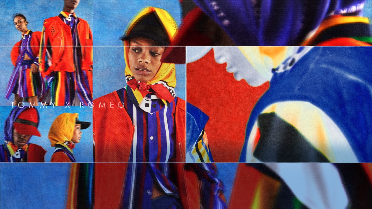 TommyXRomeo BIPOC communities models Ikram Abdi Omar, Aaliyah Hydes, Hidetatsu Takeuchi and Babacar N’Doye murals upycled DIY color mixed preppy button down sailing biker jackets romeo hunte tommy hilfiger interview feature Annan Affotey Uzo Njoku spotlights BIPOC creatives contemporary edgy pattern heavy staple pieces collection capsule collaboration mentee mentor fall winter 2021 campaign lookbook