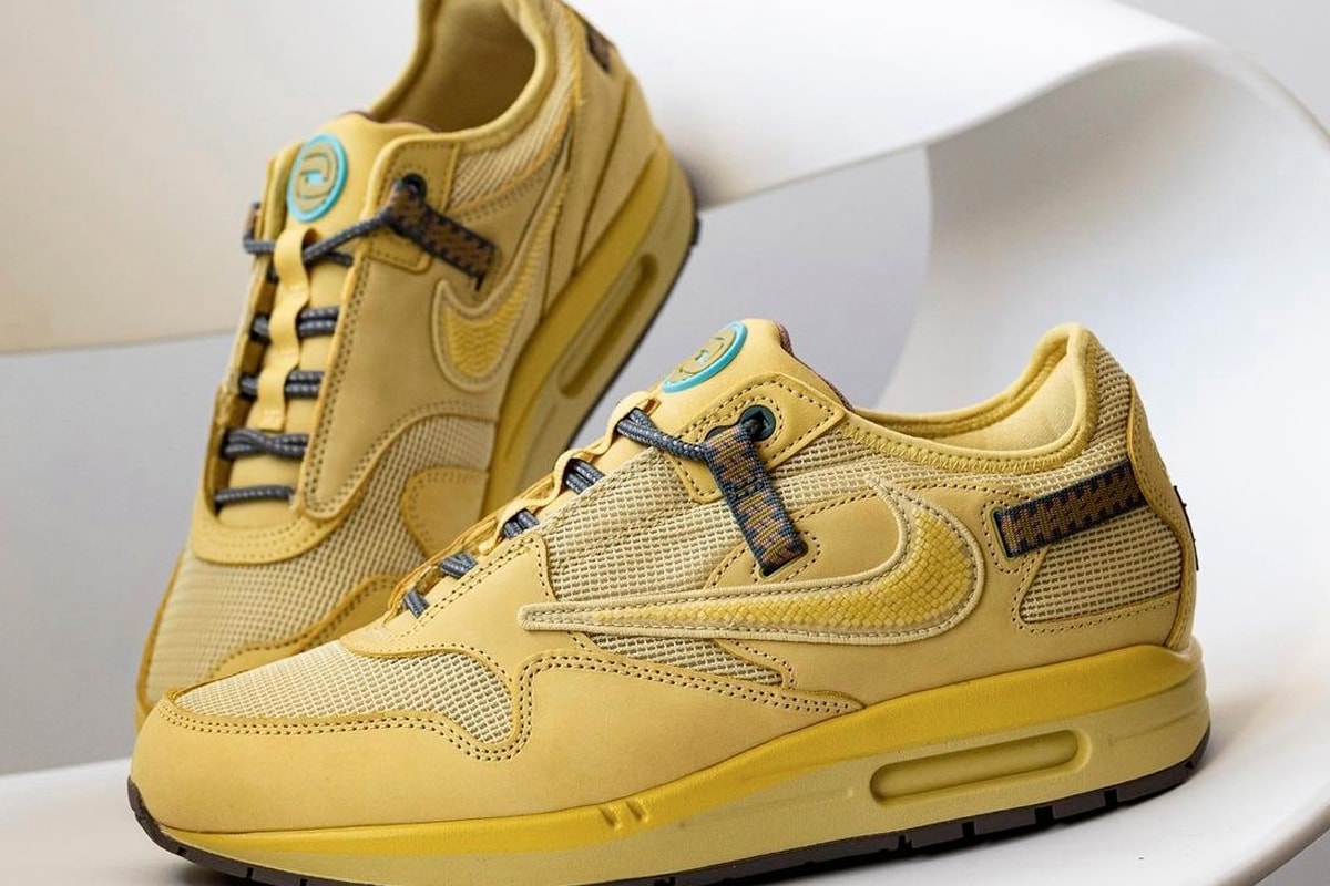 Travis Scott Nike Air Max 1 Wheat Detailed Look Release Info DO9392-700 Closer On Foot Date Buy Price