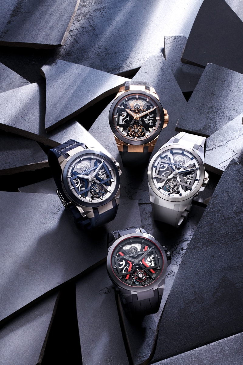 ulysse nardin carbonium 40% less environmental impact resistance-to-lightness ratio aeronautical pieces open-worked skeletonization X-ray three dimensional heart shape UN-371 caliber SKELETON X X collection BLAST fire ice photographer Carsten Peter four different satin-finish versions skeleton case rectangular frame, a 3-horned signature x marks spot 2.5 Hz ROSE GOLD BLAST, BLACK BLAST, WHITE BLAST and BLUE BLAST structured rubber, leather, velvet audacious technology future