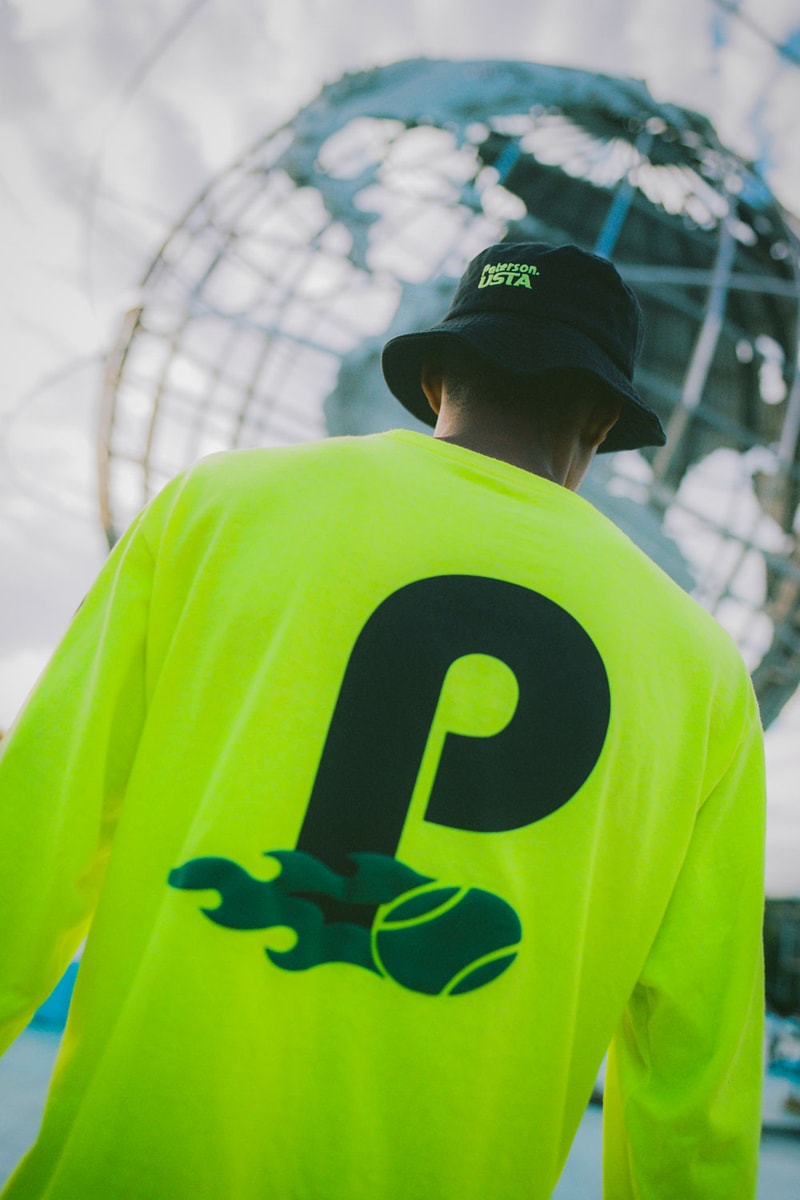 usta paterson limited edition capsule collection tennis hoodies t-shirts tote bags hats apparel accessories neon green white black 