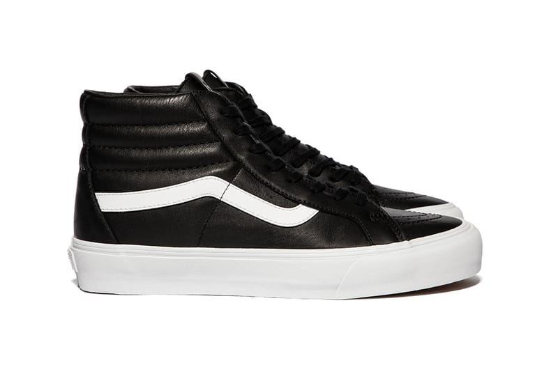 leather vans black and white