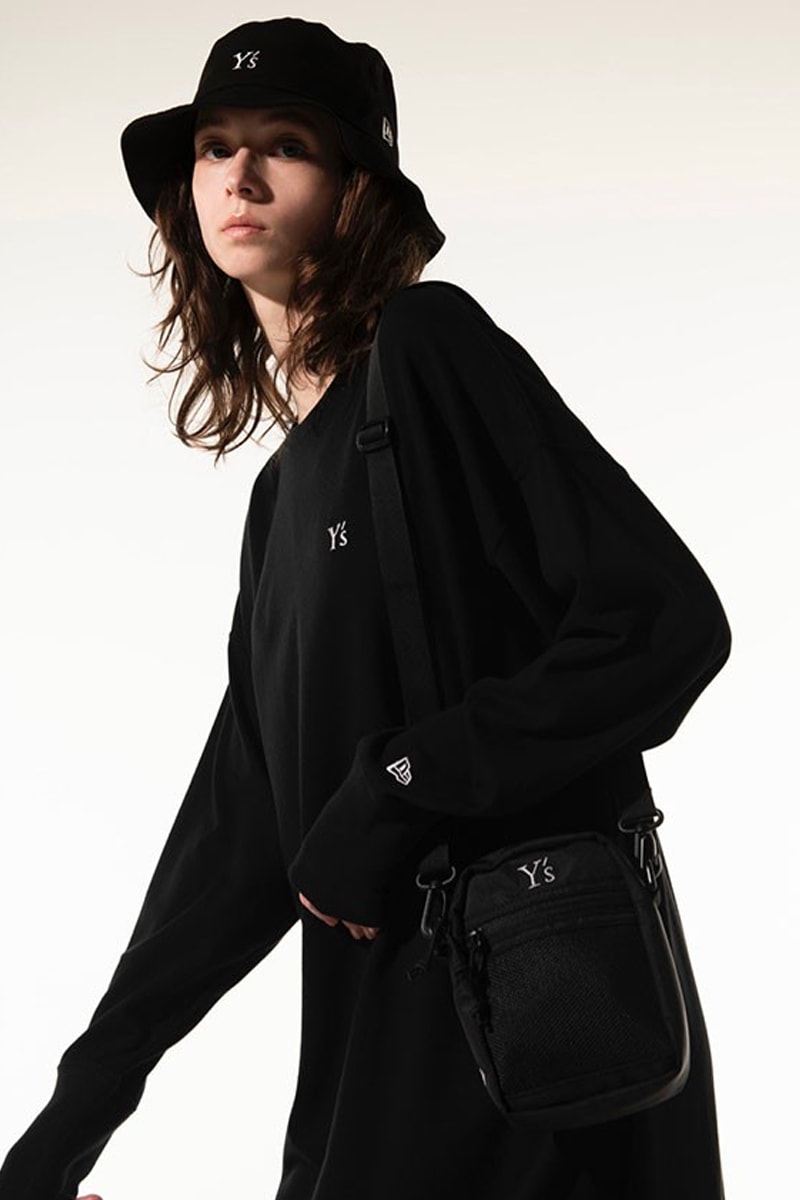 Y's Yohji Yamamoto New Era Blacked Out Essentials FW21 Fall winter 2021 white embroidery bucket hat cap long-sleeve t-shirt dress shoulder bag release
