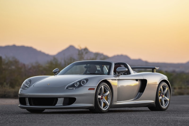 2004 Porsche Carrera GT V10 Silver Metallic Brown Leather Bring a Trailer Auction $1.3M USD For Sale Rare German Supercar Modern Classic