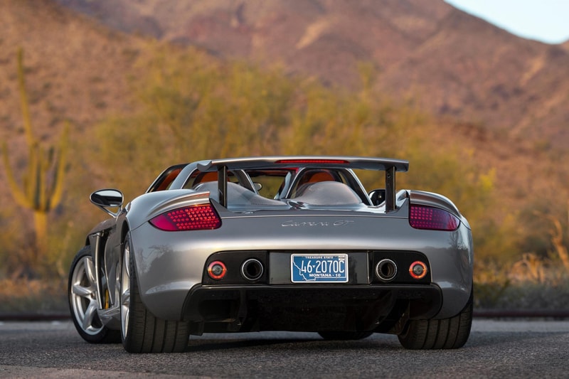 2004 Porsche Carrera GT V10 Silver Metallic Brown Leather Bring a Trailer Auction $1.3M USD For Sale Rare German Supercar Modern Classic