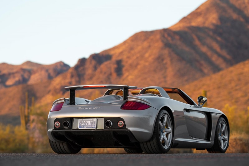 2004 Porsche Carrera GT V10 Silver Metallic Brown Leather Bring a Trailer Auction $1.3M USD For Sale Rare German Supercar Modern Classic