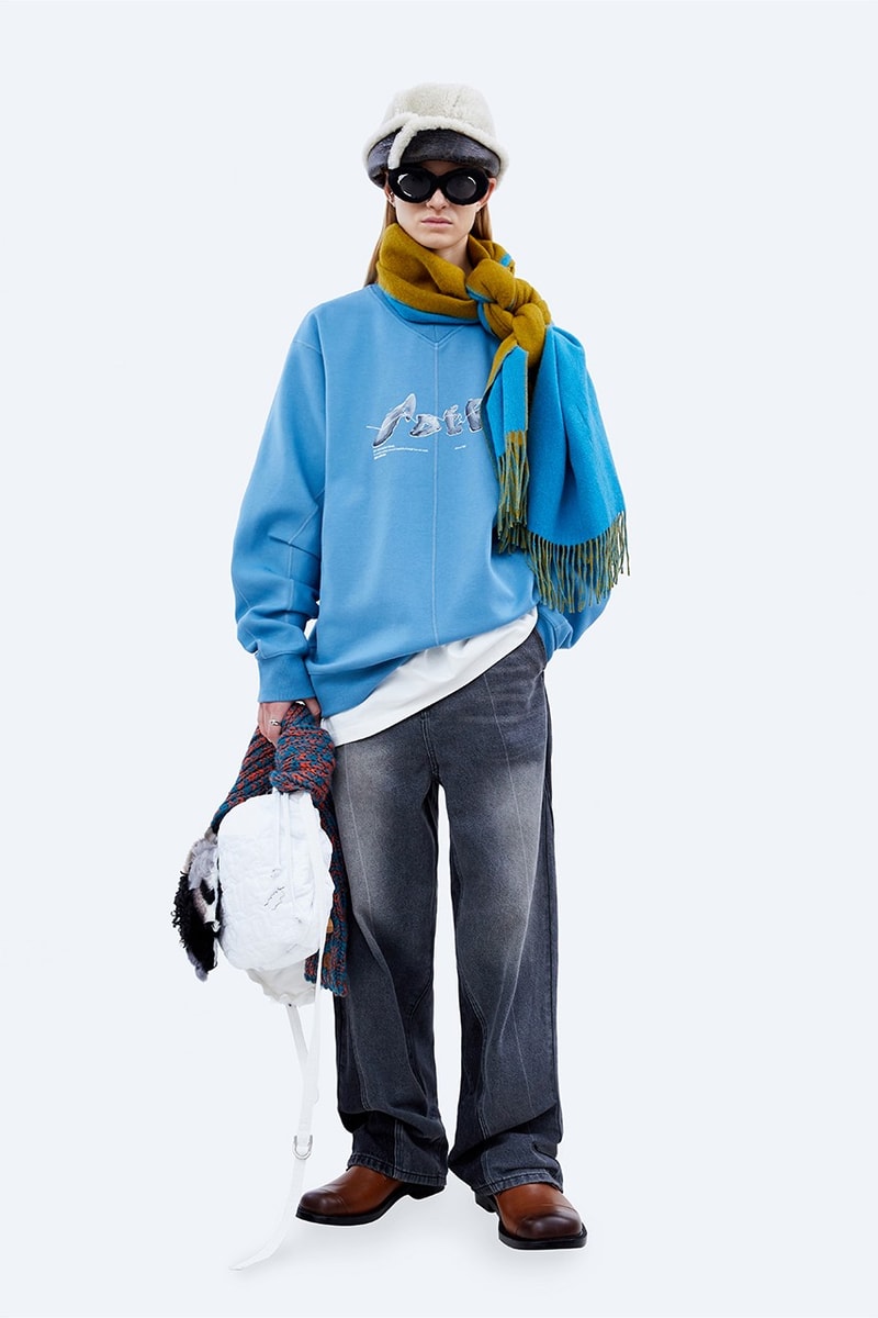 ADER error FW21 "Un nouveau système" Collection Lookbook fleece jacket coats denim hoodies sweatshirt blue black green khaki