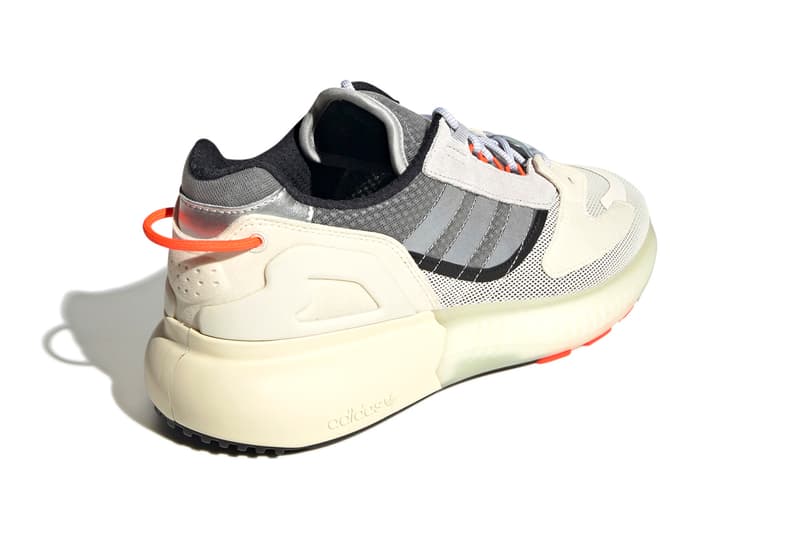 adidas Originals ZX 5K BOOST Lerna Silver Metallic / Cream White / Solar Red GY5993 Sneaker Release Information First Look Drop Date Three Stripes 