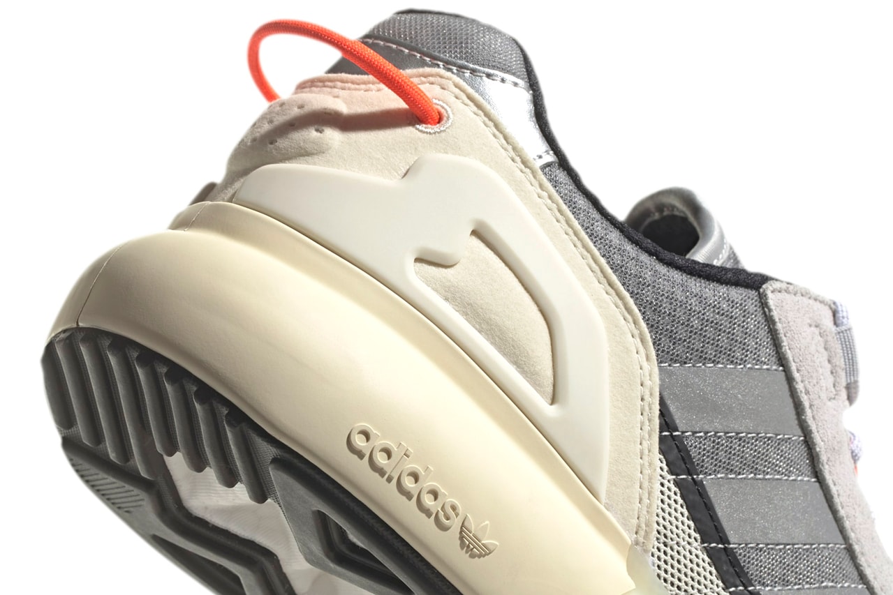adidas Originals ZX 5K BOOST Lerna Silver Metallic / Cream White / Solar Red GY5993 Sneaker Release Information First Look Drop Date Three Stripes 
