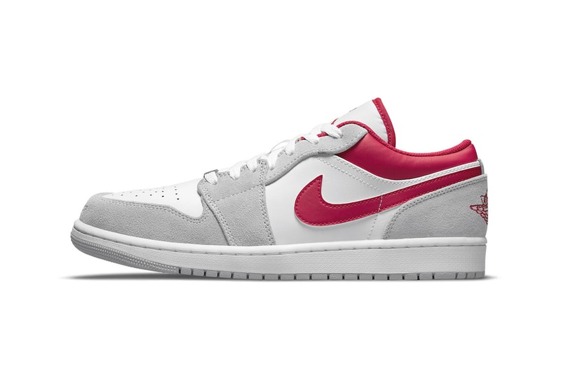 Air Jordan 1 Low in "White/Grey-Red" Release sneakers jordan brand leather swoosh suede white grey red DC6991-016