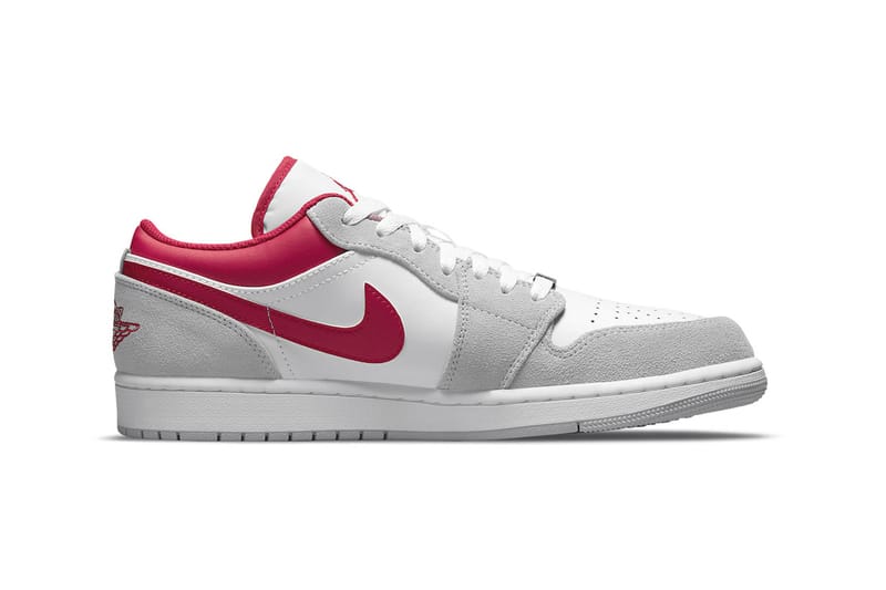 grey red and white jordan 1