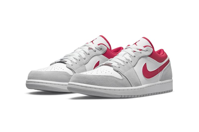 Air Jordan 1 Low in "White/Grey-Red" Release sneakers jordan brand leather swoosh suede white grey red DC6991-016