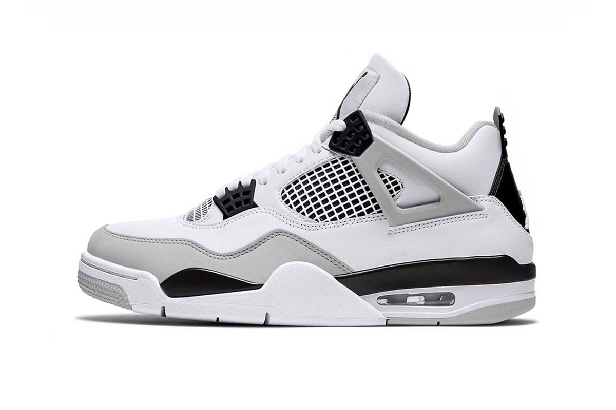 First Look at the Air Jordan 4 Military Black white grey air bubble wing patch leather jumpman jordan brand nike next summer release info