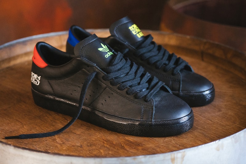 First Look BAIT Cowboy Bebop adidas Consortium Matchplay collaborative sneaker black neon yellow green red blue  spike siegel anime japan adult swim Japanese English vulcanized sole release info
