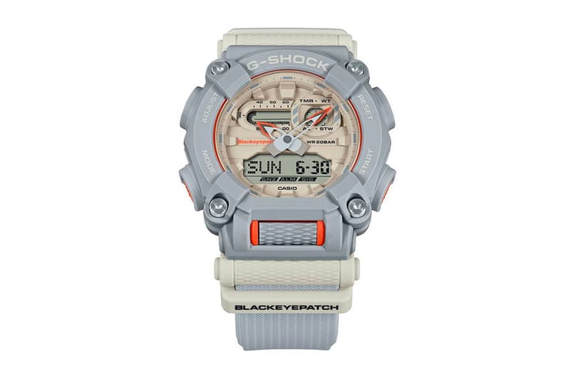 BlackEyePatch Reunites With G-SHOCK for an Understated Collab G-Shock GA-900 watch grey off-white vivid orange industrial design casio