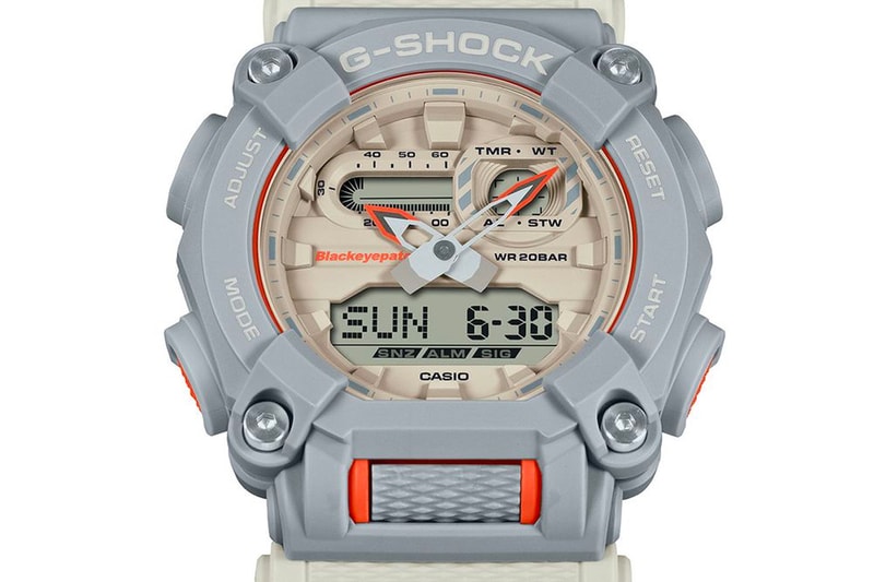 BlackEyePatch Reunites With G-SHOCK for an Understated Collab G-Shock GA-900 watch grey off-white vivid orange industrial design casio