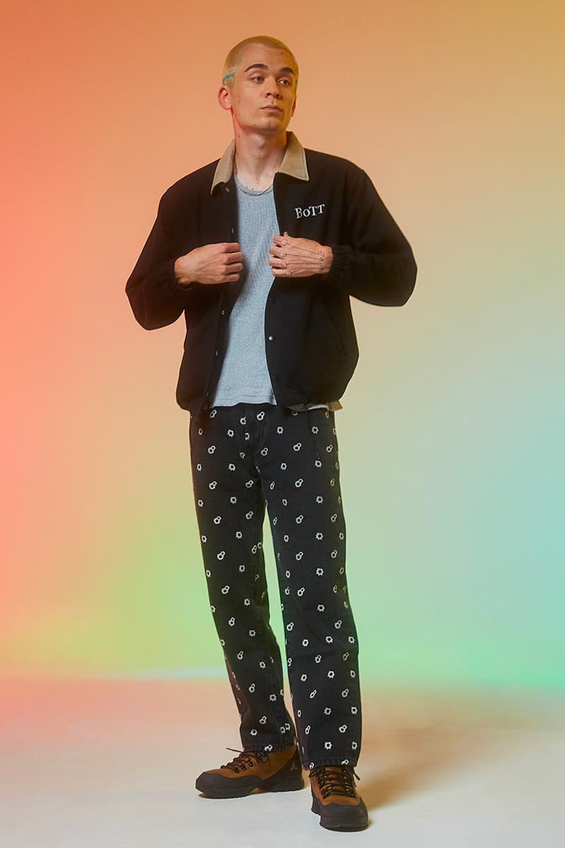 BoTT Reveals Playful and Dreamy Pieces for FW21 t shirt sweatsuit varsity inspired plaid shirt baby pink hoodie world piece shirt jacket nipper hmw bullet hoe denim jeans psychedelic patterns fashion japan lookbook 
