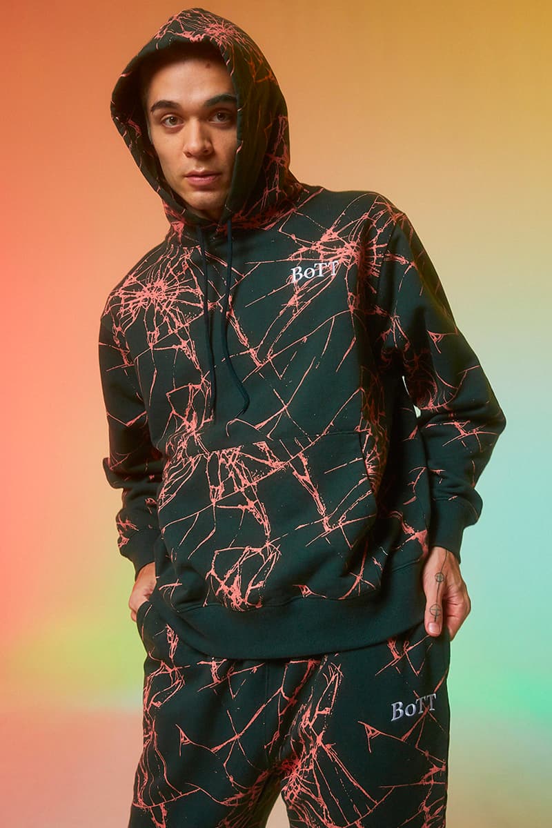BoTT Reveals Playful and Dreamy Pieces for FW21 t shirt sweatsuit varsity inspired plaid shirt baby pink hoodie world piece shirt jacket nipper hmw bullet hoe denim jeans psychedelic patterns fashion japan lookbook 