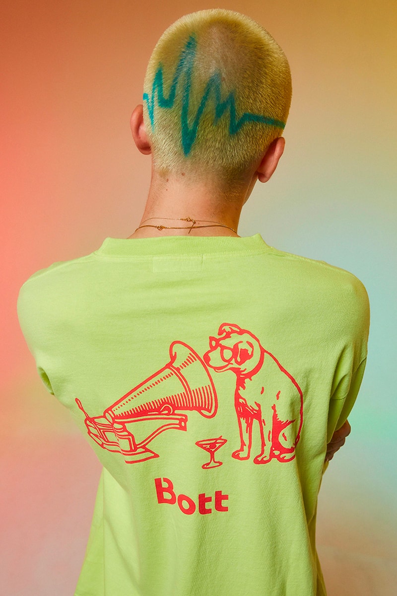 BoTT Reveals Playful and Dreamy Pieces for FW21 t shirt sweatsuit varsity inspired plaid shirt baby pink hoodie world piece shirt jacket nipper hmw bullet hoe denim jeans psychedelic patterns fashion japan lookbook 