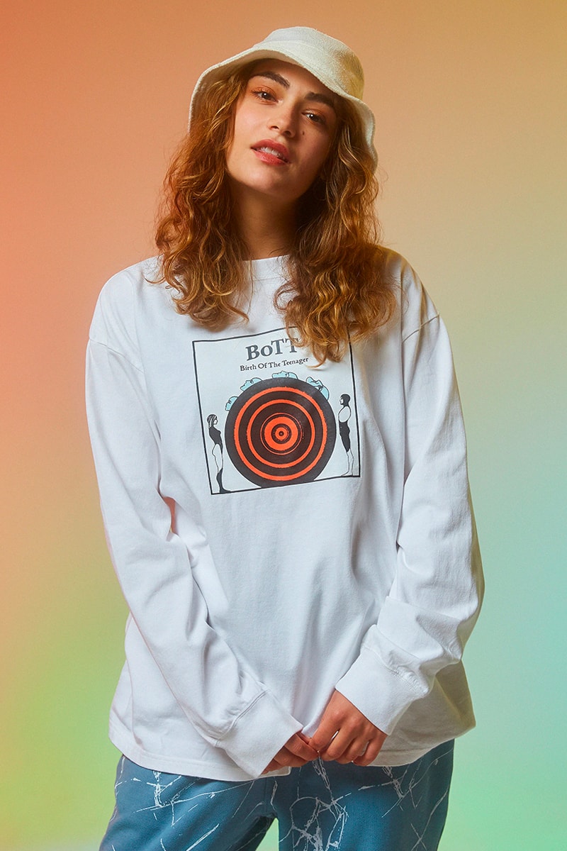 BoTT Reveals Playful and Dreamy Pieces for FW21 t shirt sweatsuit varsity inspired plaid shirt baby pink hoodie world piece shirt jacket nipper hmw bullet hoe denim jeans psychedelic patterns fashion japan lookbook 