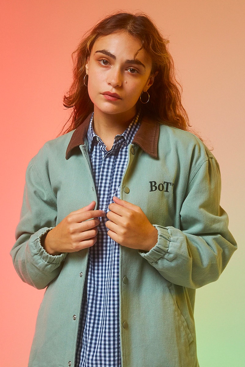 BoTT Reveals Playful and Dreamy Pieces for FW21 t shirt sweatsuit varsity inspired plaid shirt baby pink hoodie world piece shirt jacket nipper hmw bullet hoe denim jeans psychedelic patterns fashion japan lookbook 