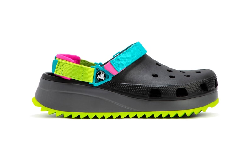 Crocs Classic Hiker Clog Release footwear sandals adjustable velcro straps sawtooth outsole black white hbx