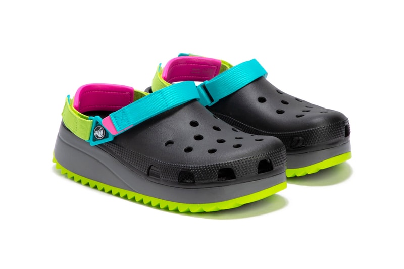 Crocs Classic Hiker Clog Release footwear sandals adjustable velcro straps sawtooth outsole black white hbx