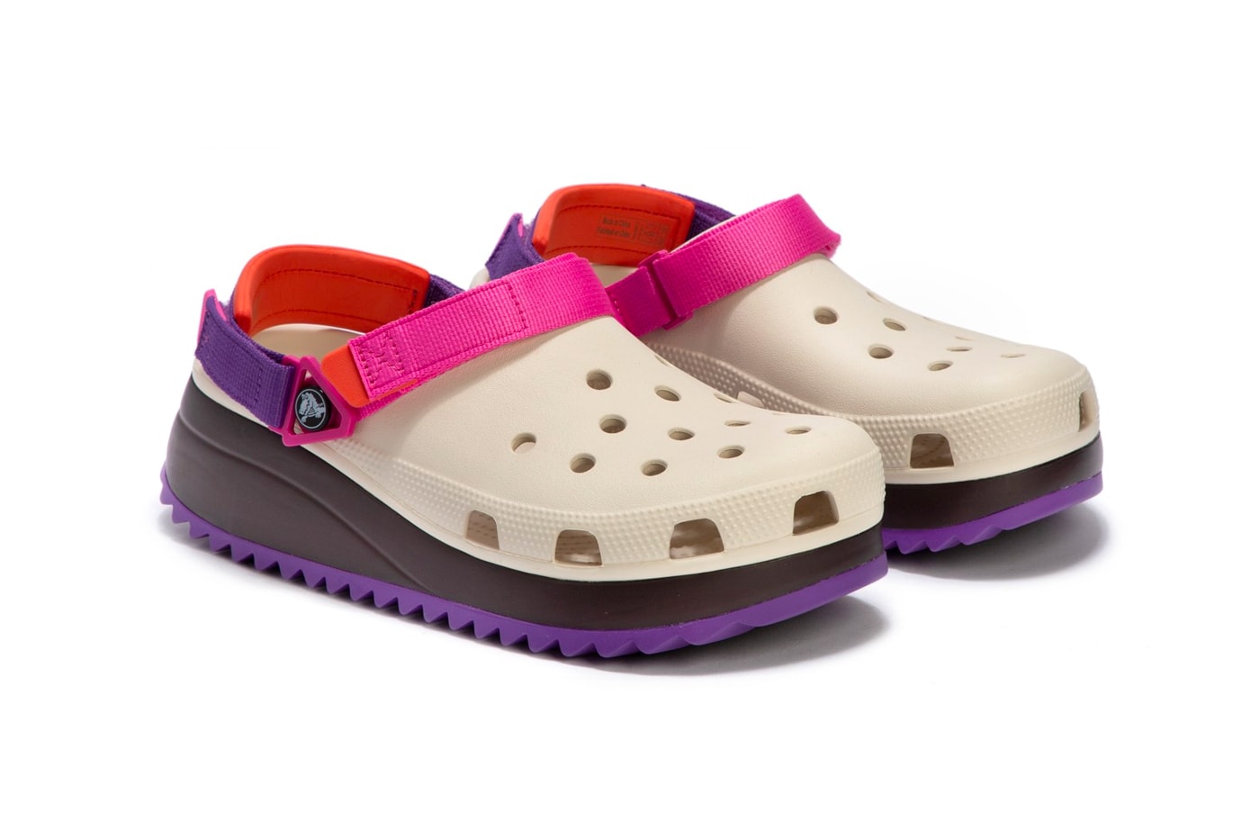Crocs Classic Hiker Clog Release footwear sandals adjustable velcro straps sawtooth outsole black white hbx