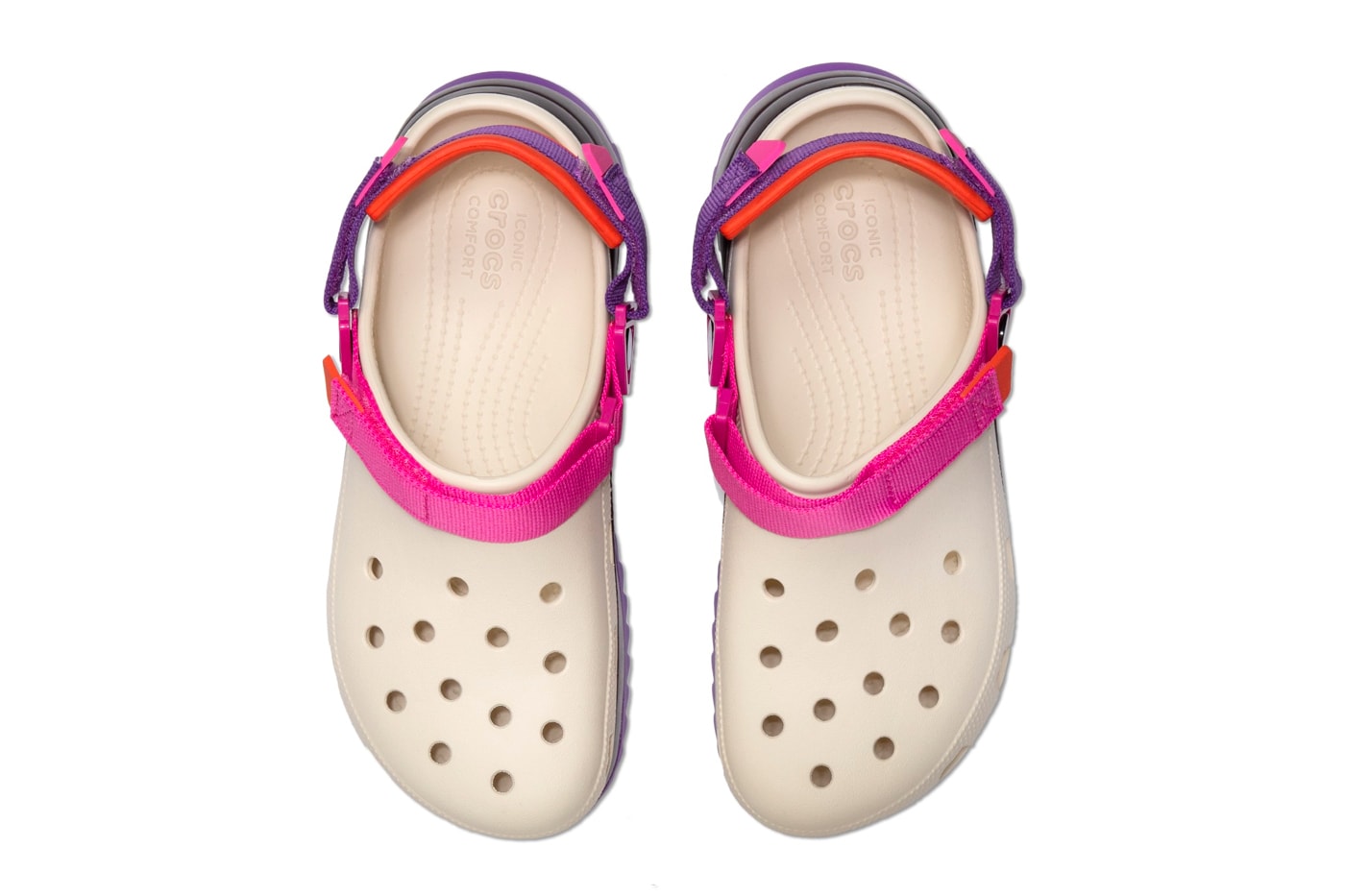 Crocs Classic Hiker Clog Release footwear sandals adjustable velcro straps sawtooth outsole black white hbx